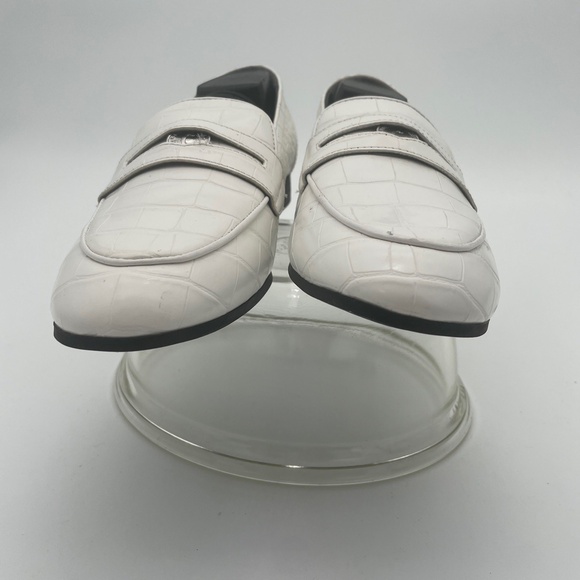 Circus By Sam Eldman White Croco Print Penny Loafer Flat Shoes Size 7 derby - Picture 6 of 12